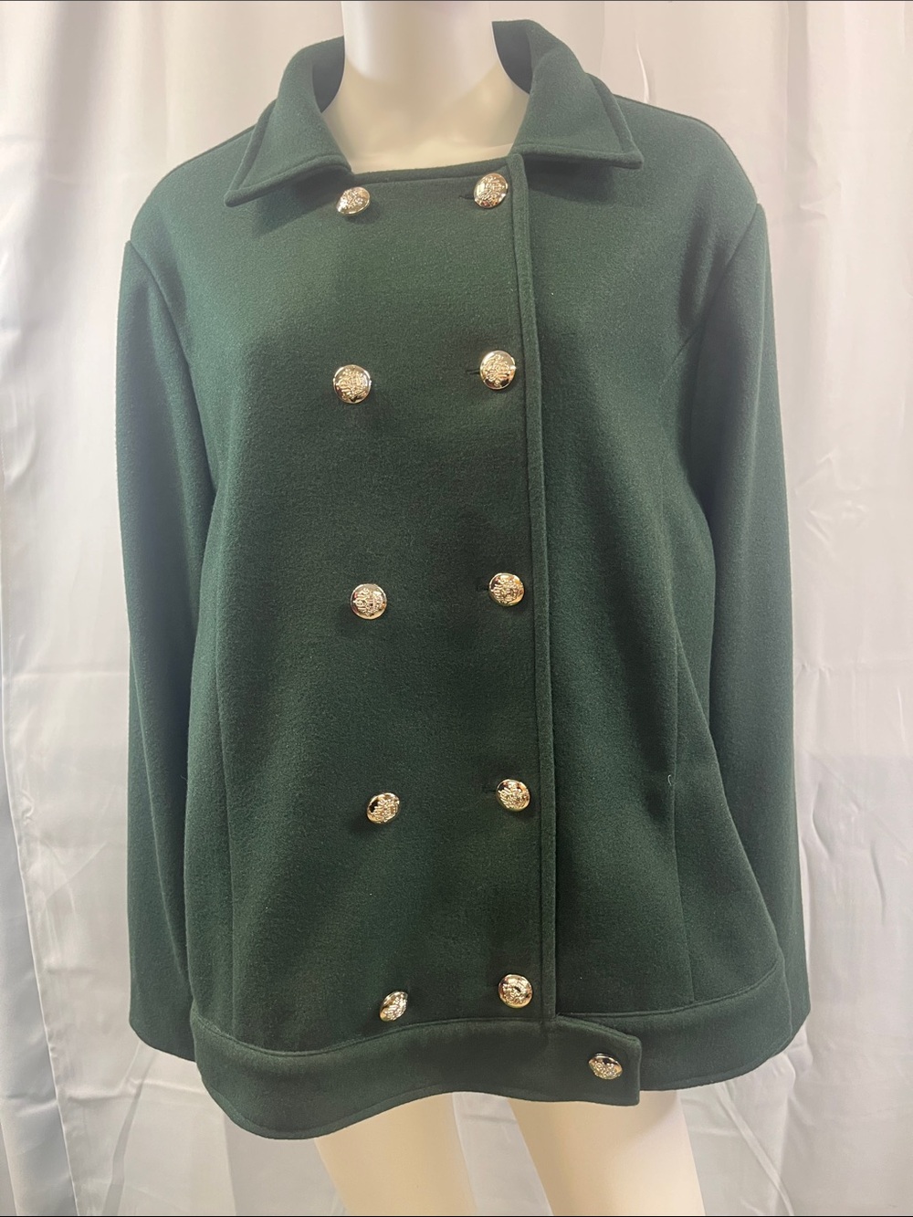 Classic Double-Breasted Women’s Jacket in Deep Green